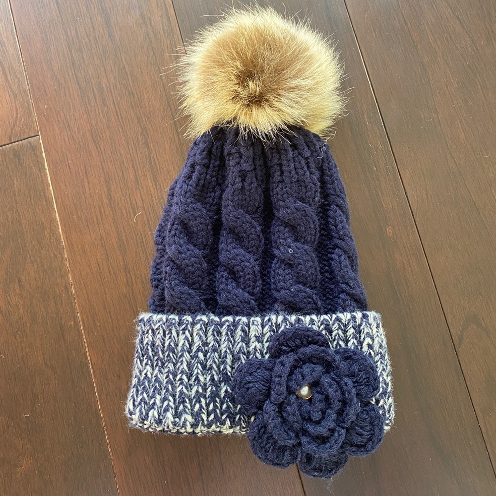 Gingersnaps Navy Pom Pom Hat